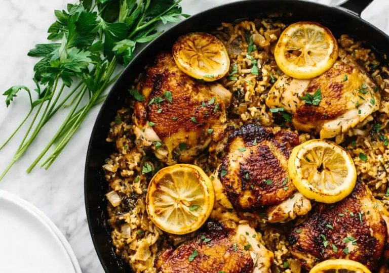 Baked Chicken with Lemon Rice