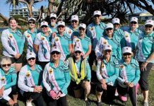 Team “Pinkaboutit” Bribie Pink Dragons at Lake Kawana for the Redcliffe Regatta